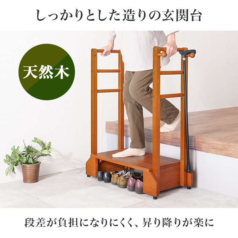 HAGiHARA（萩原） 手すり付き踏み台 玄関台 踏み台 段差解消ステップ