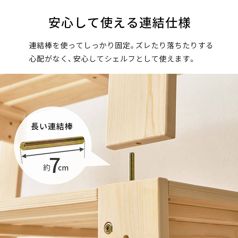 オープンシェルフ ベッドフレーム ベンチ 1台3役 3way 4分割 天然木 木製 シングルベッド 収納棚 ラックの画像