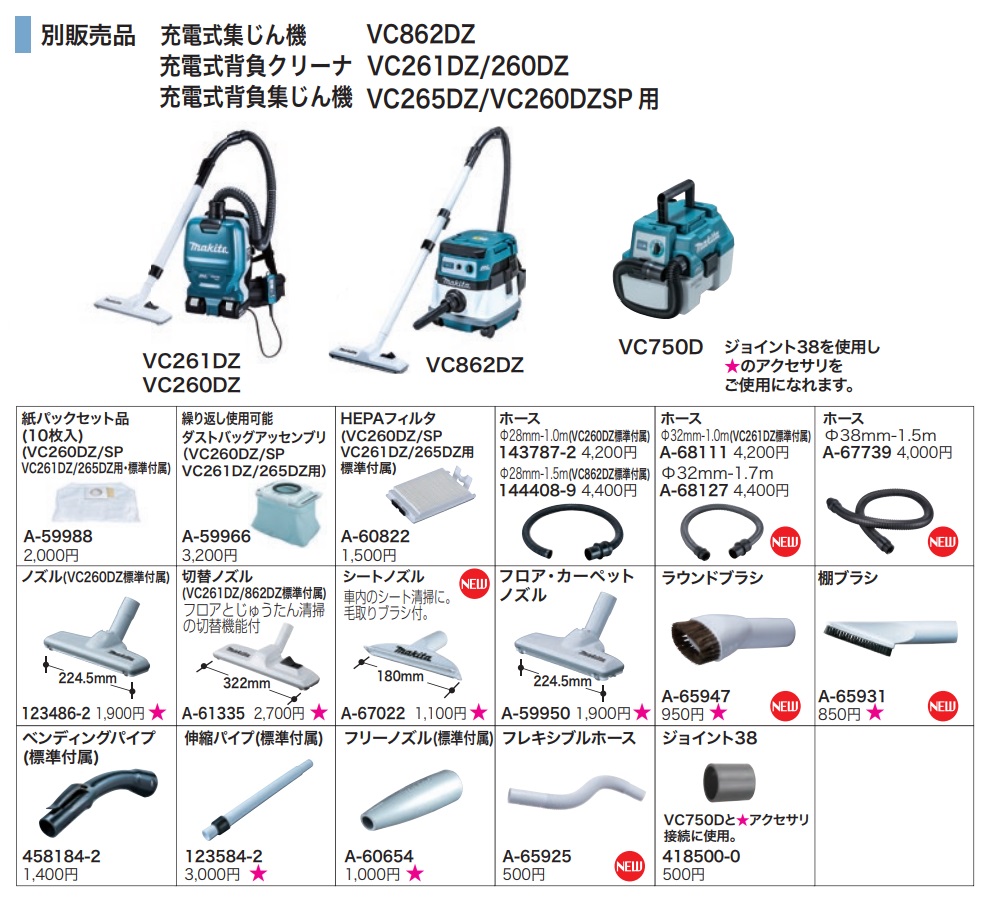 マキタ) 集じん機用 伸縮パイプ 123584-2 VC862DZ/VC260DZ専用 makita