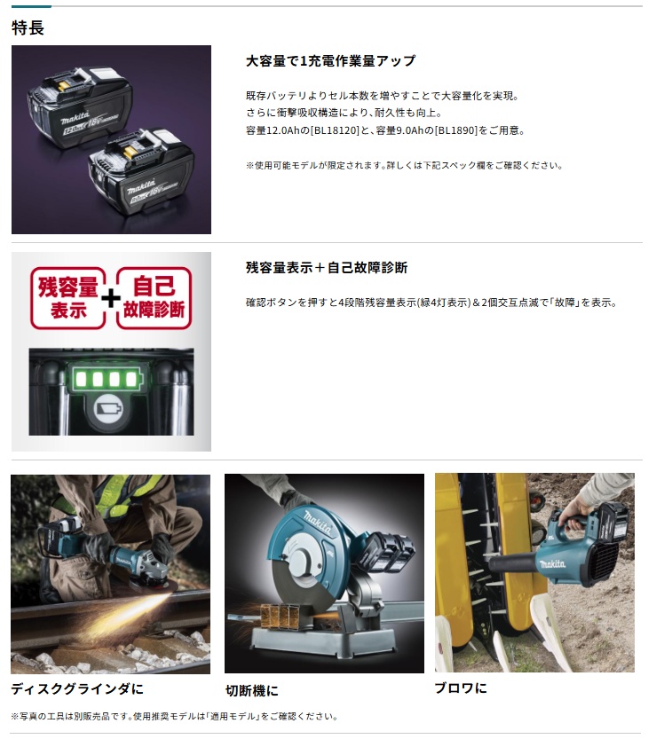 マキタ（makita） A-79809 純正品 リチウムイオンバッテリー BL1890
