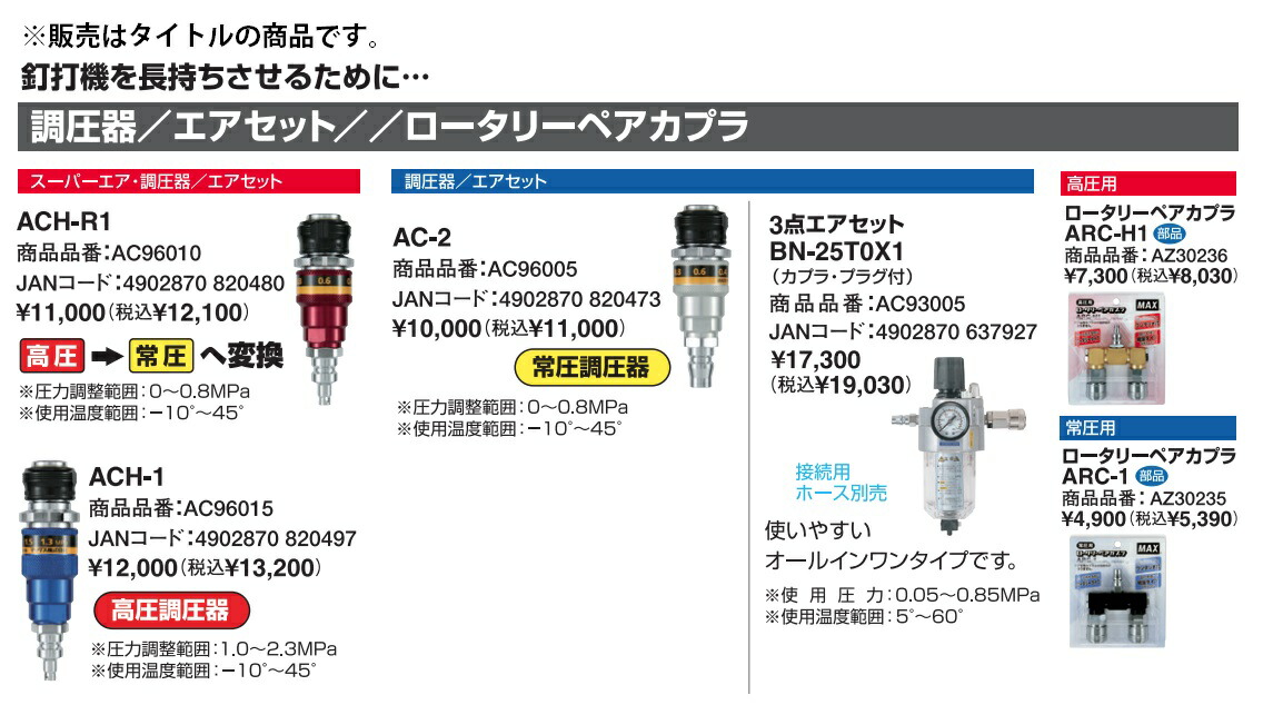 小型便 マックス ロータリーペアカプラ 高圧用 ARC-H1 商品品番AZ30236 