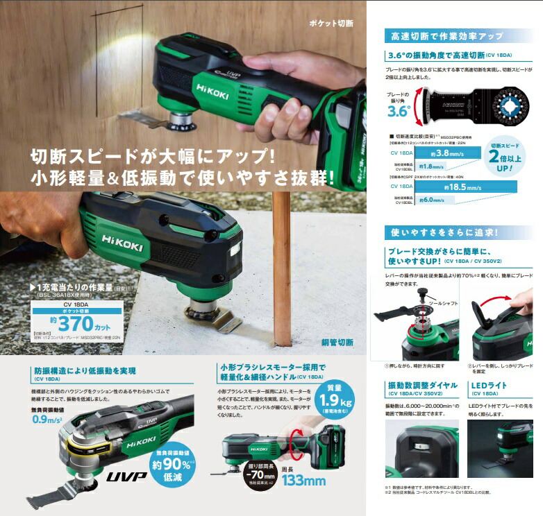 HiKOKI マルチツール CV350V2 100V 先端工具をツールレスで簡単交換