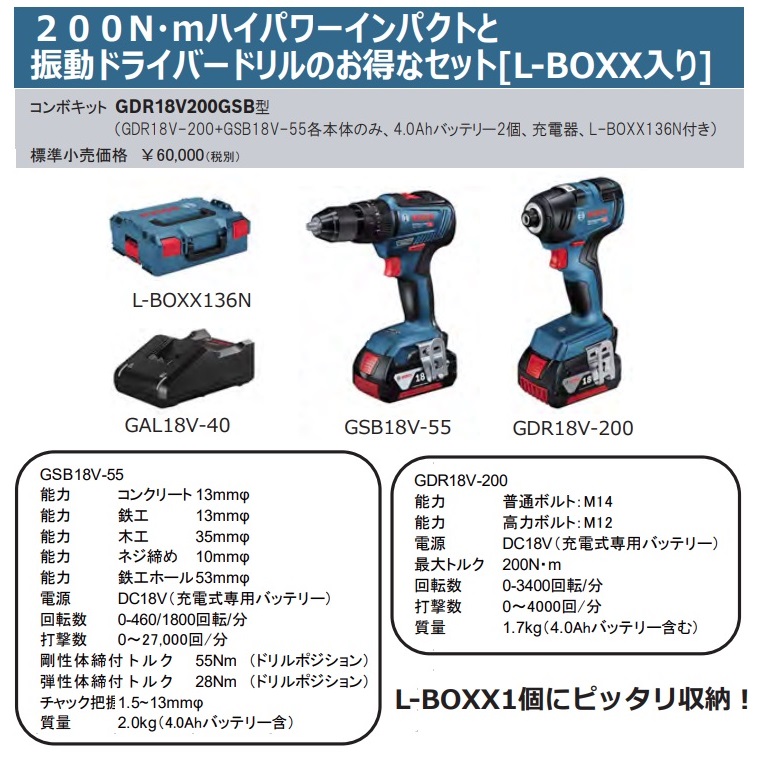 最大78%OFFクーポン ボッシュ コンボキット 本体のみ2機種 GDR18V-200