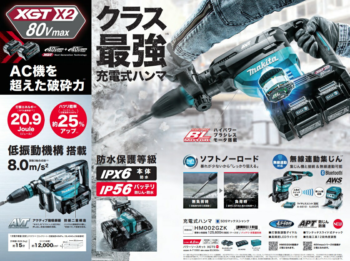 お得 ファイブスターツールズ充電式ハンマ HM002GZK マキタ makita 40V