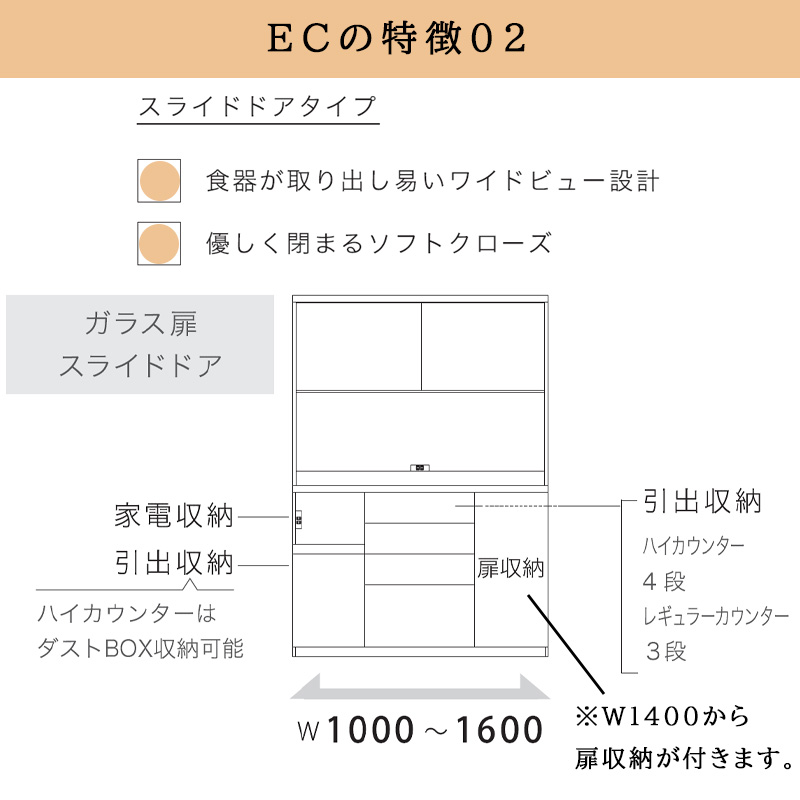パモウナ 開梱設置付き 食器棚 幅160 奥行45 高さ189 キッチンボード