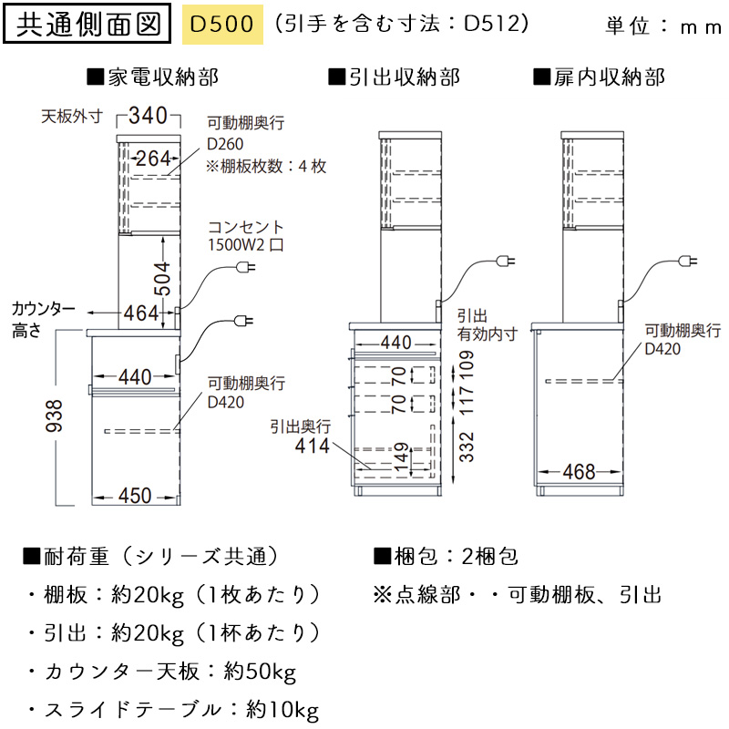 パモウナ 開梱設置付き 食器棚 幅120 奥行50 高さ198 キッチンボード