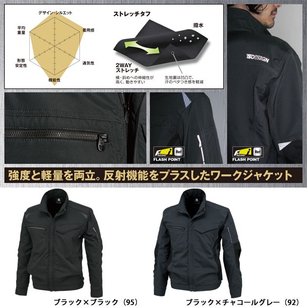黒デザペ5セット＋オレンジ3セット 作業服 作業着 TSDESIGN 年間作業服 ストレッチタフ ワーク