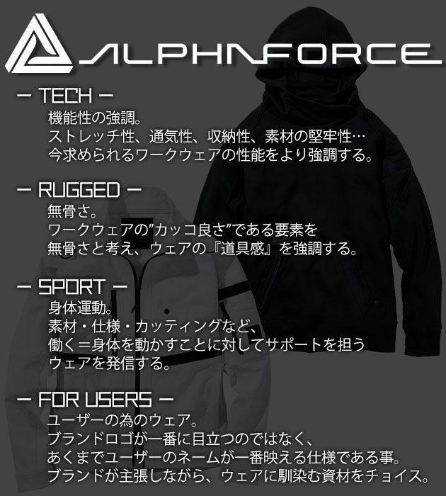 ALPHAFORCE アルファフォース 通年作業服 作業着 スウェット プル