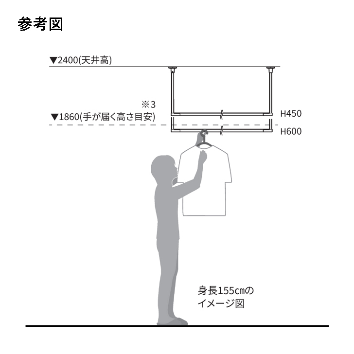 川口技研 ホスクリーン ハンガーバー オーダーカット BAR特注-S 高さ200〜600ｘ幅450〜910 室内用物干 BAR型 yrh7