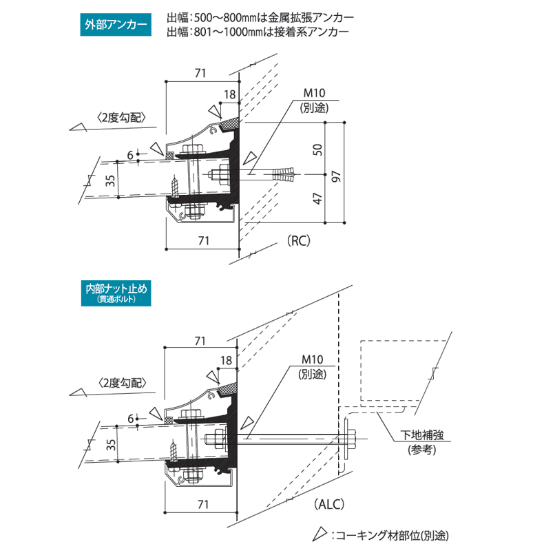 アルフィン AD2 アルミ庇 ひさし全長3000mm 出幅900mm 3000x900 :540-023009:金物の鬼インターネットショップ ...