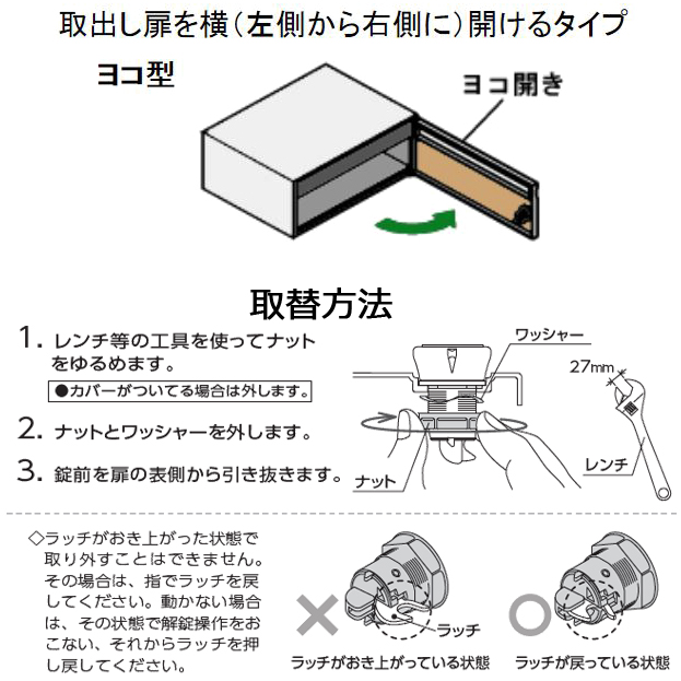 田島メタルワーク myナンバー錠 ヨコ型 交換 メンテナンス用 yrh5 