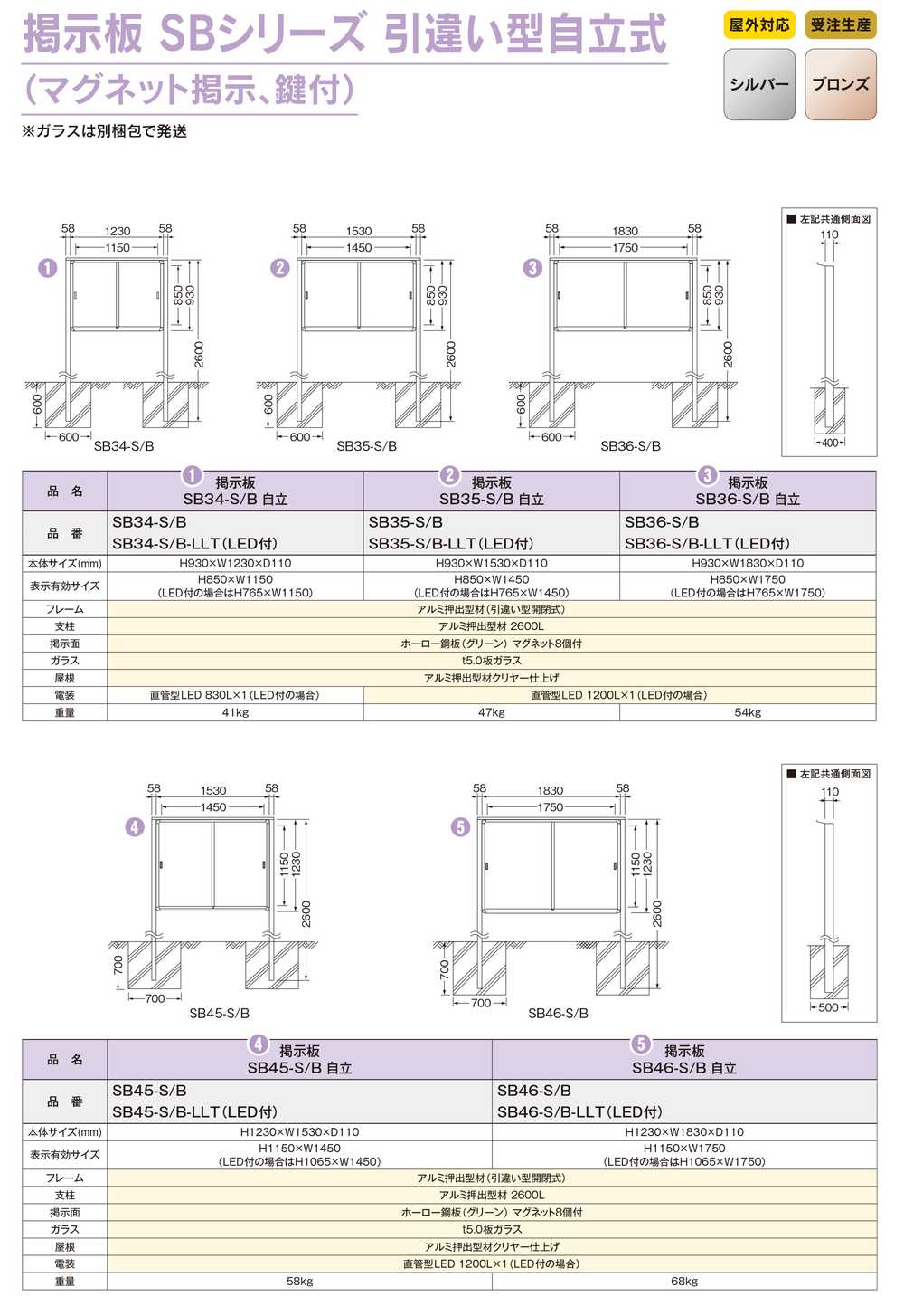 自立式掲示板 W1530×H930 本体 シルバー/照明無し 三和サインワークス