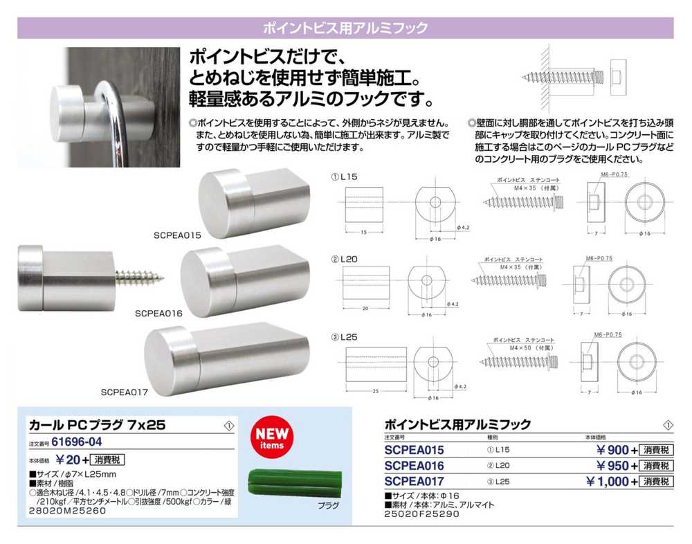 サイン インフォメーション サインパネル用ナット ビス スカルプスシリーズ