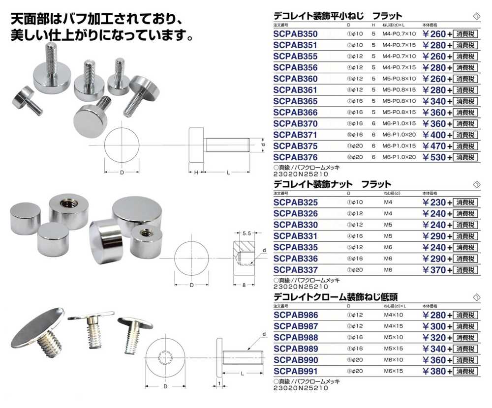 サイン インフォメーション サインパネル用ナット ビス スカルプスシリーズ