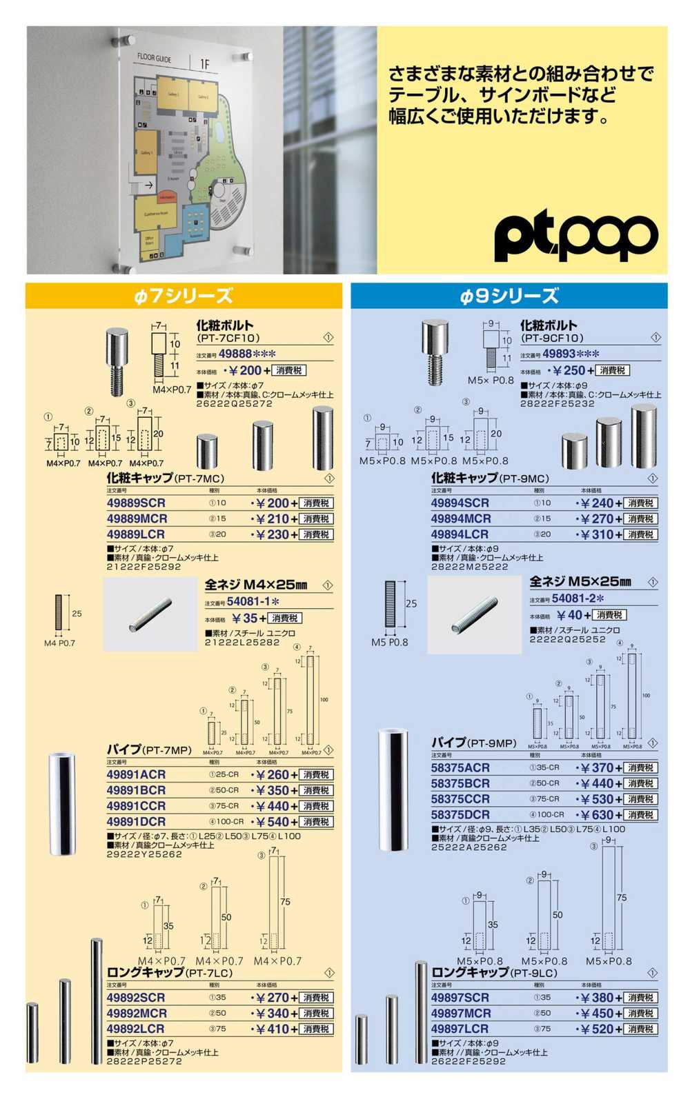 サイン インフォメーション サインパネル用ナット ビス Pt・POPシリーズ