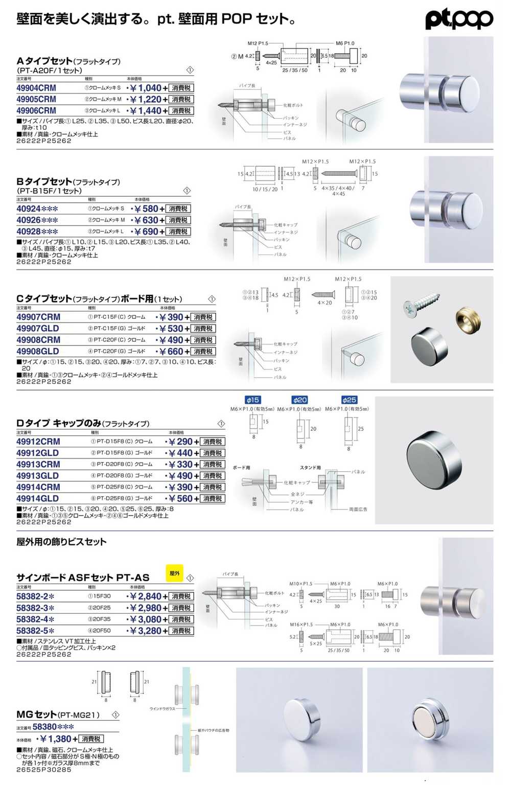 サイン インフォメーション サインパネル用ナット ビス Pt・POPシリーズ