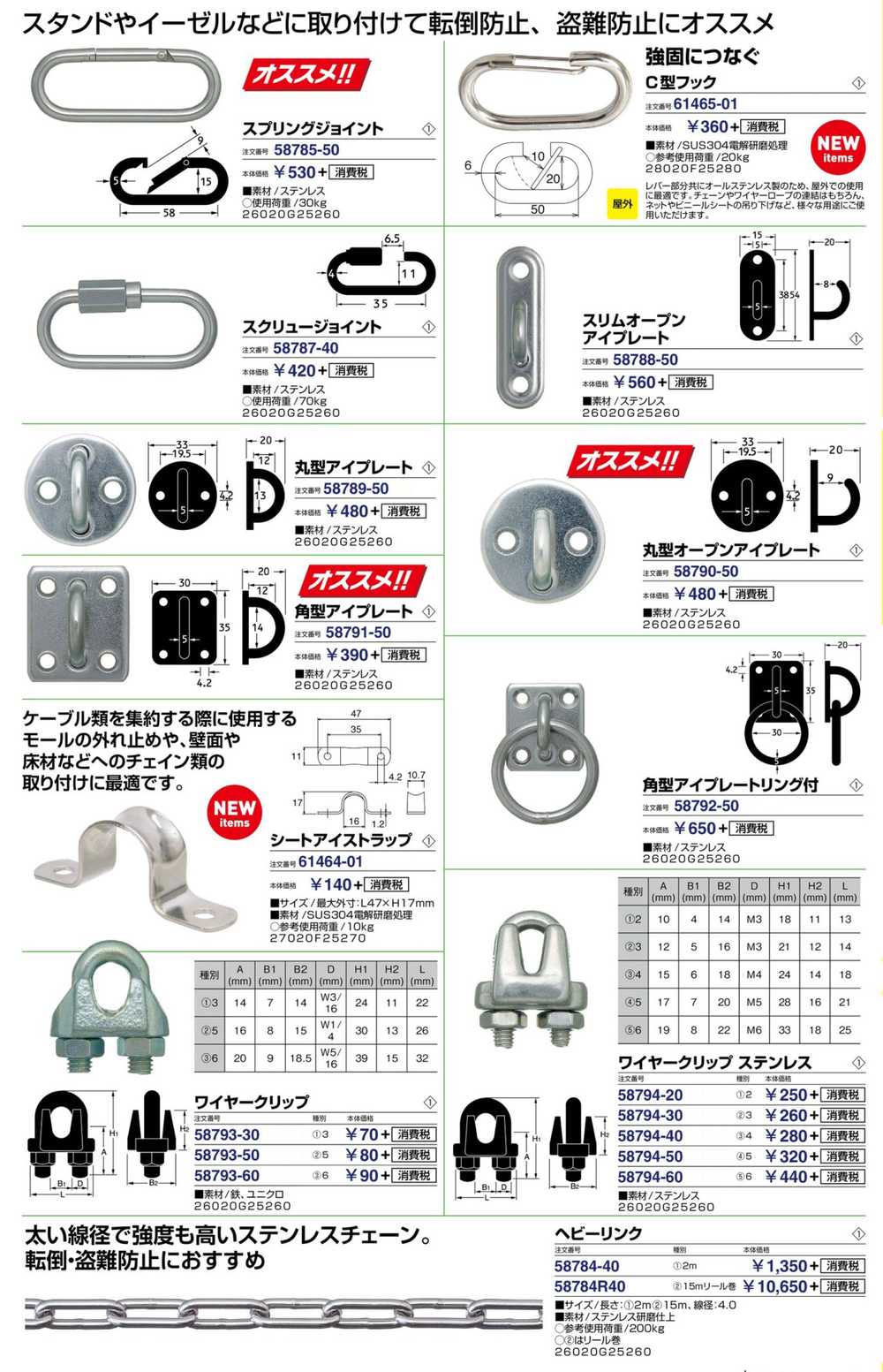 サイン インフォメーション チェーン チェーン取付パーツ