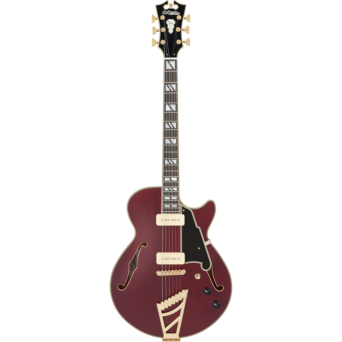 D'Angelico ( ディアンジェリコ ) Deluxe SS P-90， Satin Trans Wine