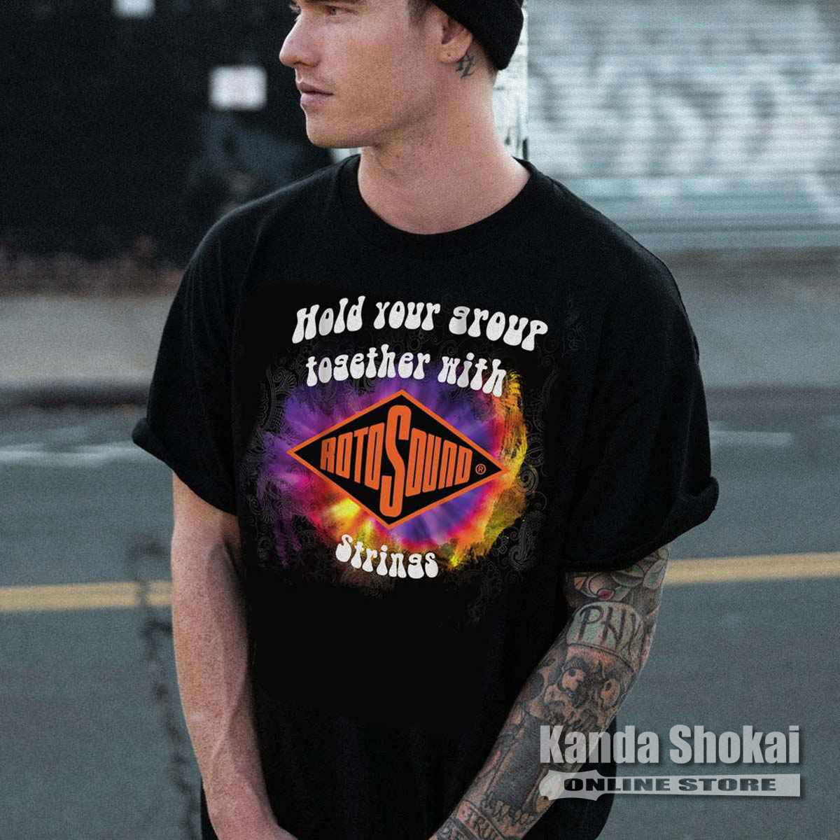 Rotosound ( ロトサウンド ) Hold Your Group Togerther with Rotosound Strings T-Shirt, Large｜kanda-store｜02