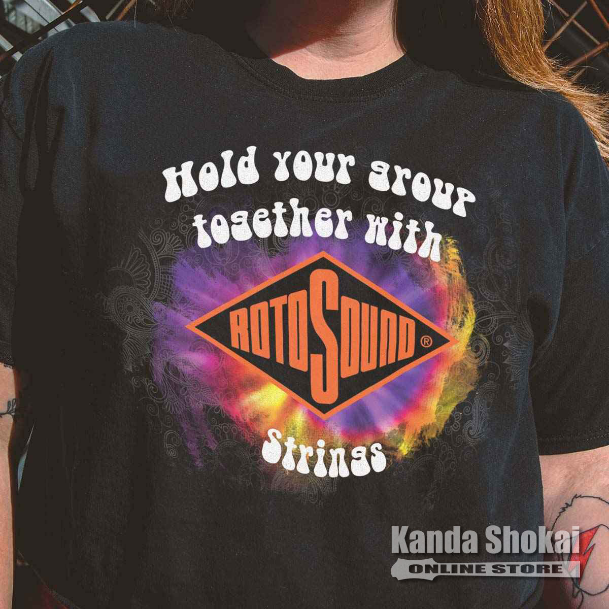 Rotosound ( ロトサウンド ) Hold Your Group Togerther with Rotosound Strings T-Shirt, Large｜kanda-store｜03