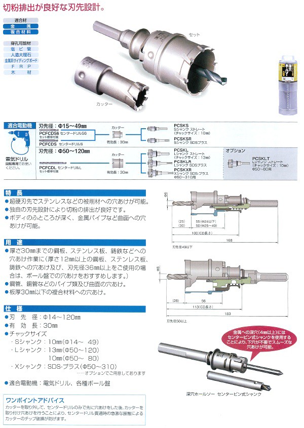 通販激安】 ミヤナガ PCFCDS ポリクリック 深穴ホールソー センタードリル 深穴 S discoversvg.com