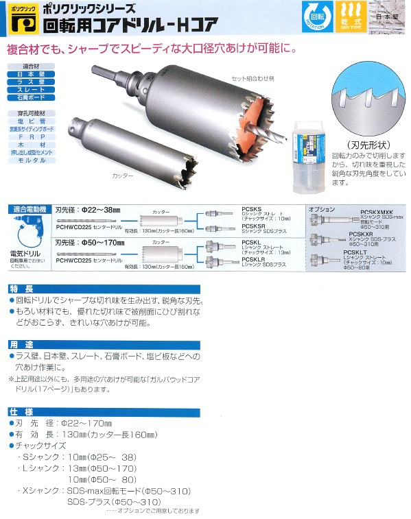 高級品市場 ミヤナガ PCSKSR コアドリル Sシャンク SDSプラス ポリ