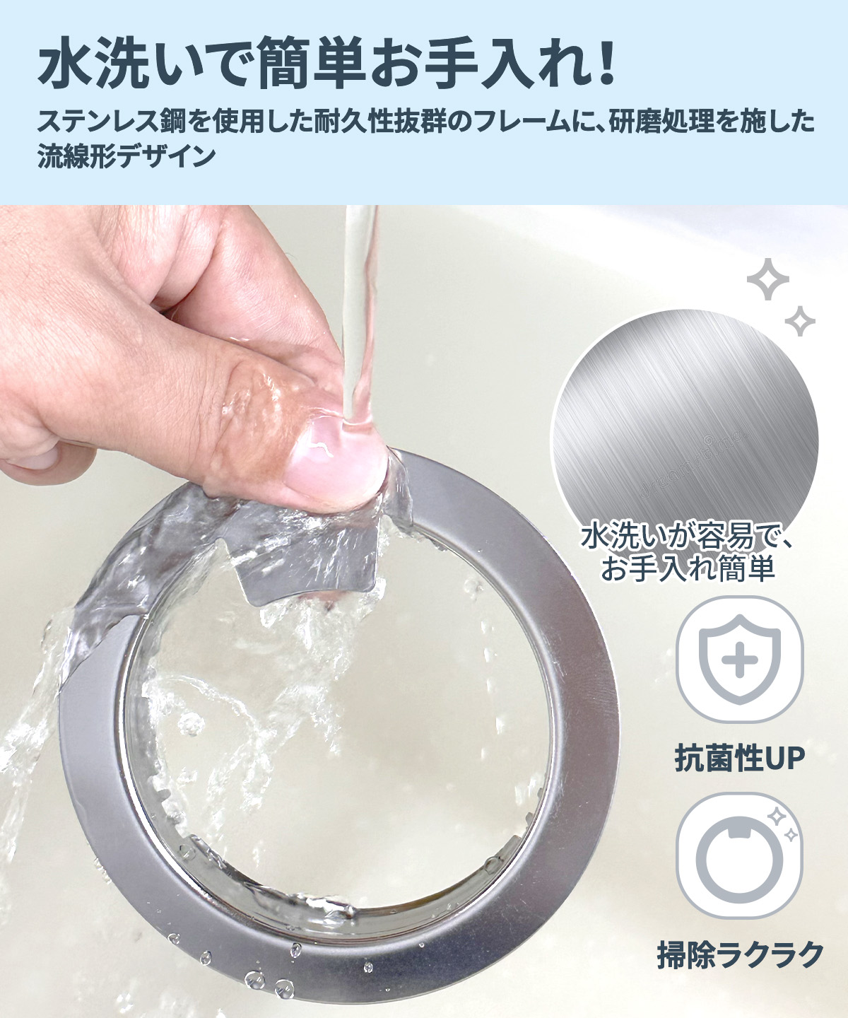 排水口ネットホルダー ステンレス製 髪の毛キャッチャー 浴室 水切り