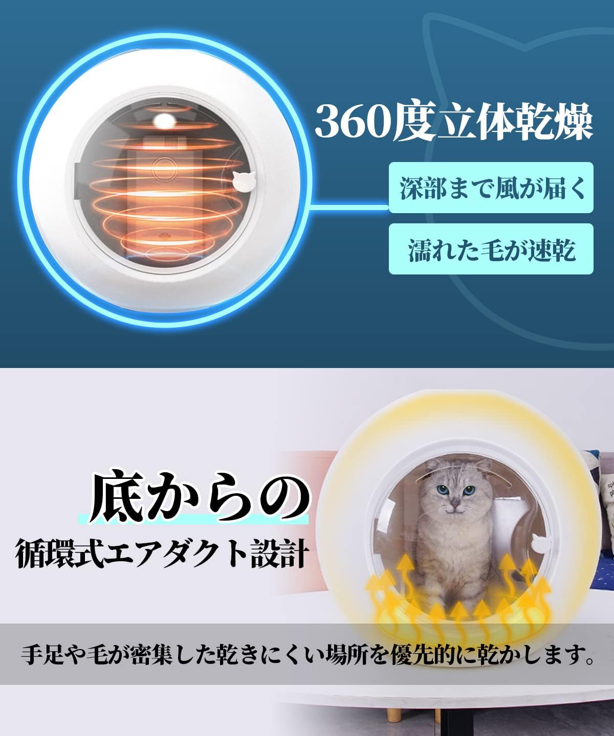 ペットドライルーム 乾燥ボックス 静音 犬 猫 ペット用 ハンズフリー