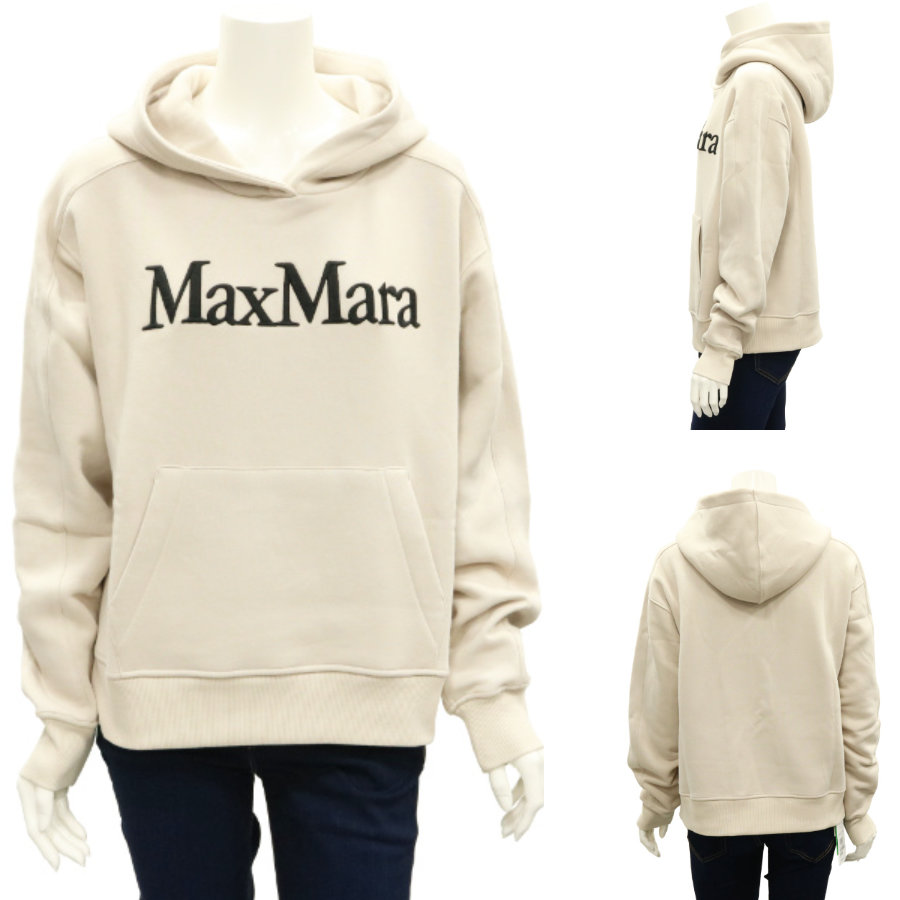 【セール30%オフ】 マックスマーラ パーカー 'S MAX MARA コットン スウェットパーカー ロゴ ライトベージュ 国内正規品