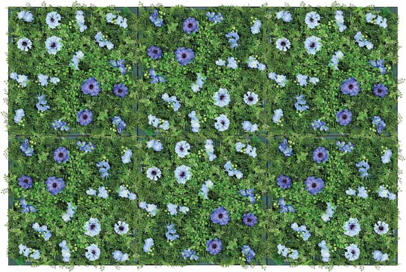 ベルク グリーンモード アートデコ 連接アートパネル フラワー 45角6連 AM6407 W1450×H1000×D100mm 造花 10.2kg