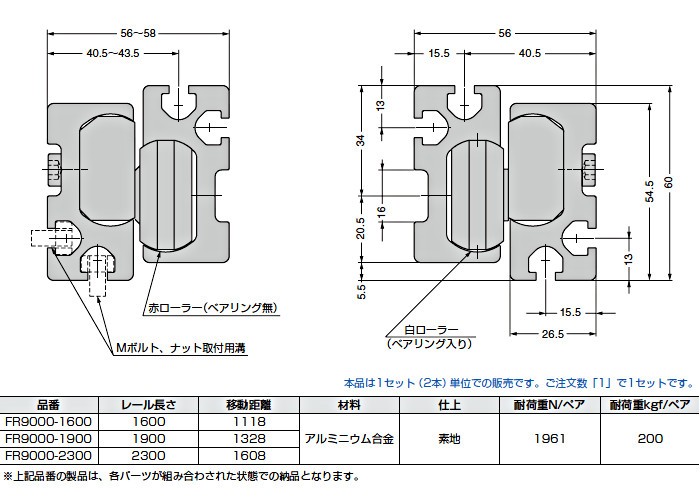 スガツネ 2段引 スライドレール LAMP FR9000-1900 (レール長さ 1900mm