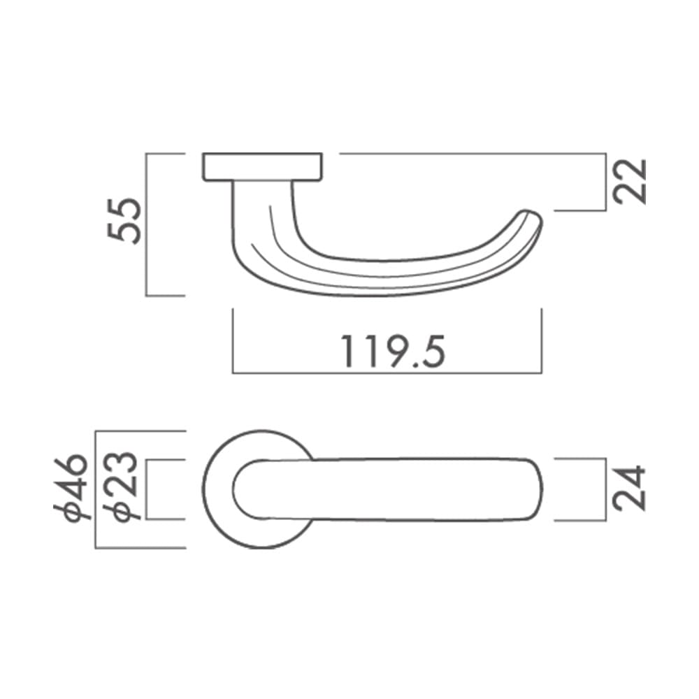 川口技研 レバーハンドル LS-43-1M-N LSミニケース錠・空錠 ニッケル