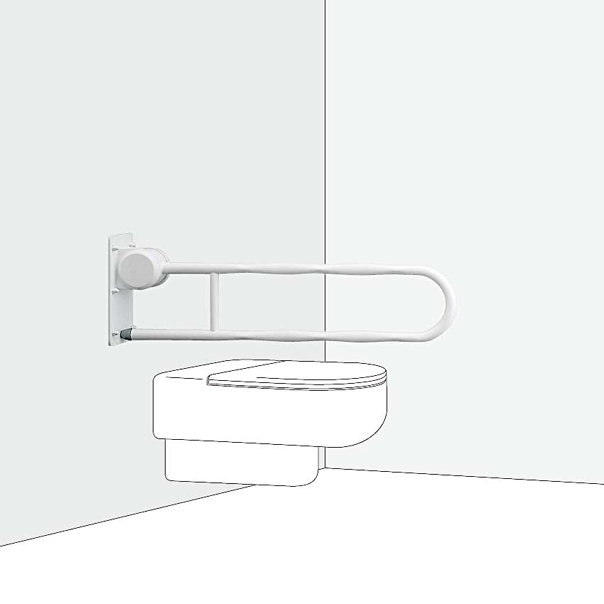 ユニオン 手すり (HBシリーズ) ステンレス ユニフォートモアホワイト＋樹脂 グレー サイズ：130×700×260 HB-2900-02の画像