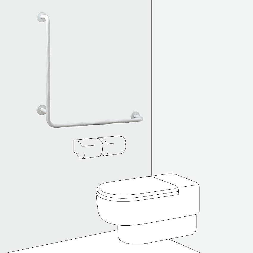 ユニオン 手すり (HBシリーズ) ステンレス ユニフォートモアホワイト サイズ：700×100×600 左用 HB-2912-03-L_1