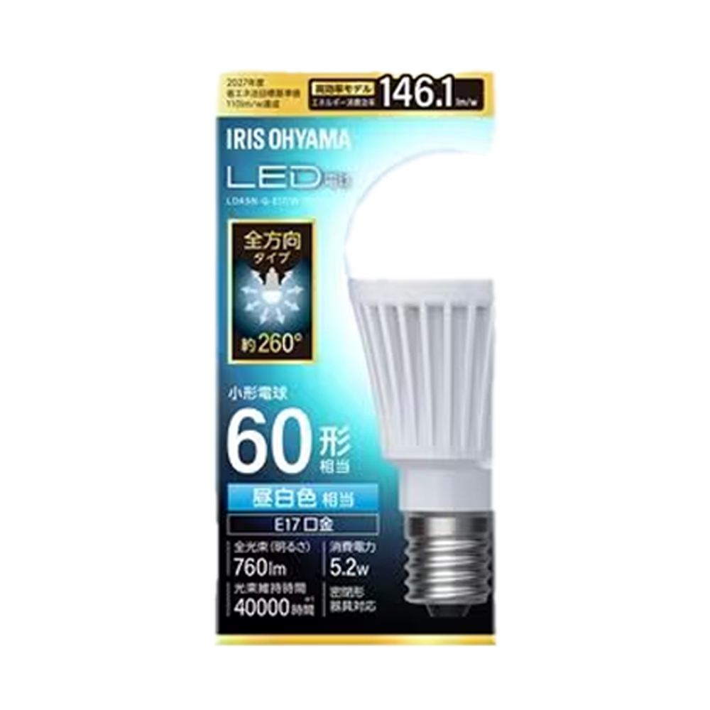 �A�C���X�I�[���} LED�d�� E17 LDA5N-G-E17/W-6T9 1�� �����F/60�`����