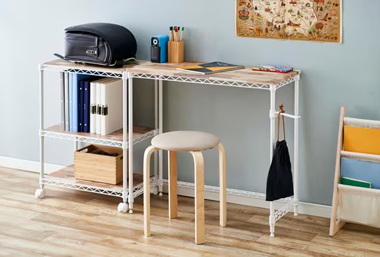 アイリスオーヤマ カラーメタルラック ウッドボード付き CMM-55073B