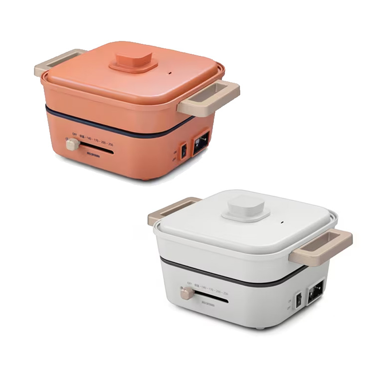 アイリスオーヤマ ミニグリルなべ 3枚プレート IGU-P3-D オレンジ