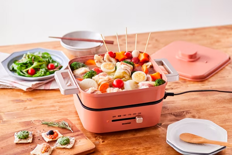 ミニグリルなべ 3枚プレート オレンジ アイリスオーヤマ IGU-P3-D アイリスオーヤマ ミニグリルなべ 3枚プレート IGU-P3-D オレンジ