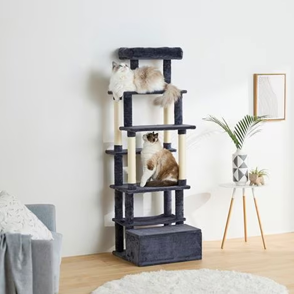 は*ん様 新品アイリスオーヤマ収納ボックス付きファブリックキャットタワーSFC- アイリスオーヤマ 収納付きファブリックキャットタワー SFC-157