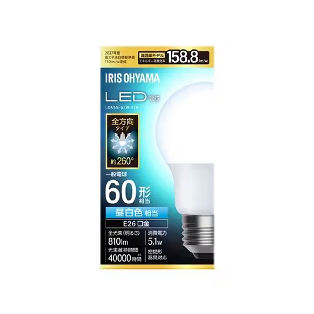 �A�C���X�I�[���} LED�d�� E26 LDA5N-G/W-6T9 1�� �����F/60�`����