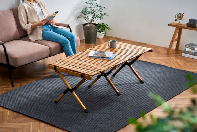 HUGEL アイリスオーヤマ　ウッドロールテーブル アイリスオーヤマ HUGEL ウッドロールテーブル WRT-120 幅120cm