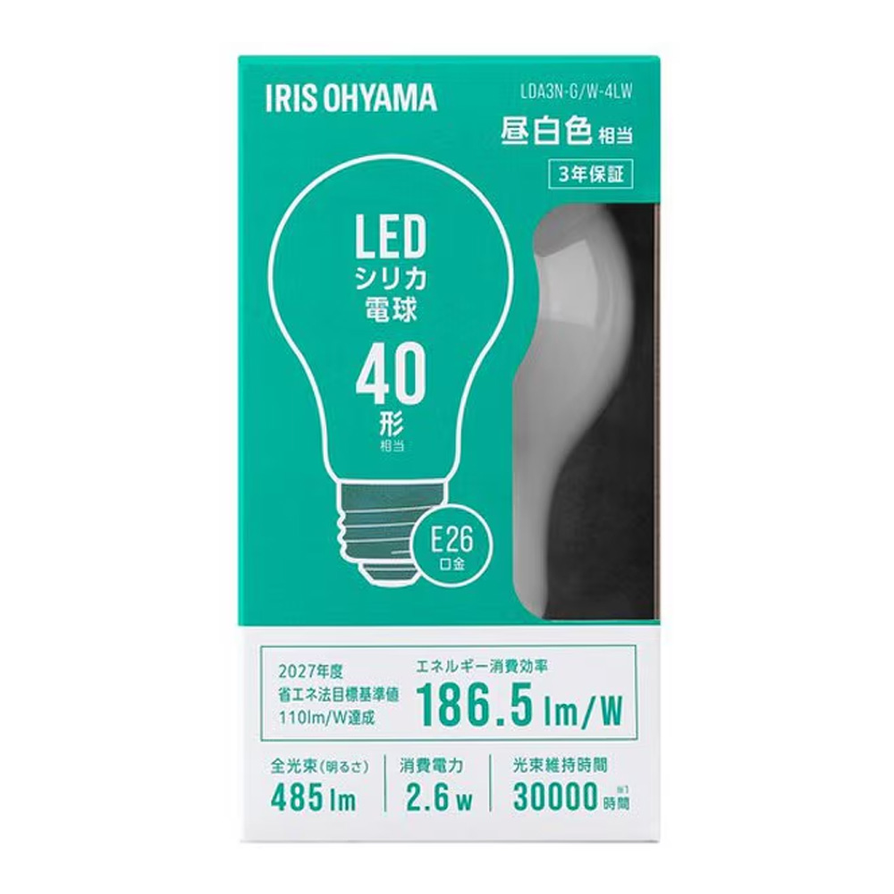 �A�C���X�I�[���} LED�V���J�d�� E26 �S���� 40�`���� �����F LDA3N-G/W-4LW