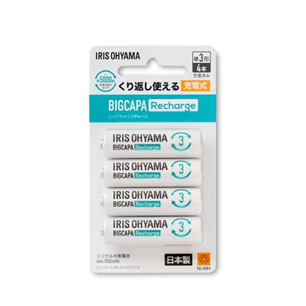 �A�C���X�I�[���} BIGCAPA Recharge �j�b�P�����f�d�r �P3�` 4�{�p�b�N BCR-R3MH/4B