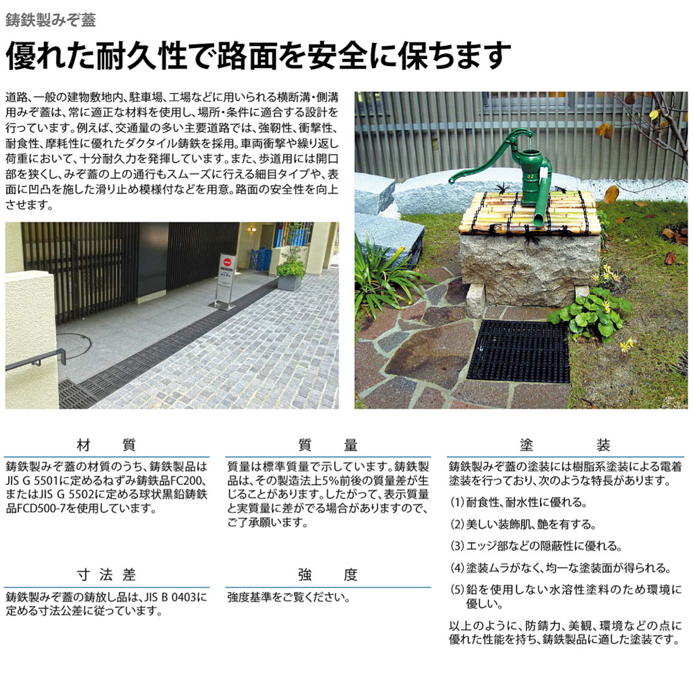 カネソウ 鋳鉄製みぞ蓋 格子型 集水桝用 受枠付 適用荷重：歩行用 GAC-3325 A=300×300 B=350×350 T=25