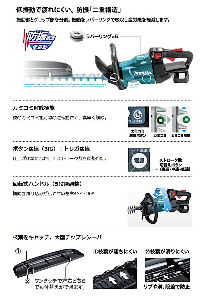 8月末P３倍）充電式ヘッジトリマ マキタ MUH500DRG (6.0Ah) バッテリBL1860B・充電器DC18RF付 18V 刈込幅 500mm  最大切断径 〜18mm 特殊コーティング刃仕様 :muh500drg:カネマサかなものe-shop - 通販 - Yahoo!ショッピング