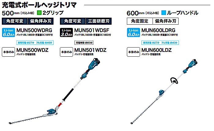 純正品) 充電式ポールヘッジトリマ マキタ MUN600LDRG 角度固定