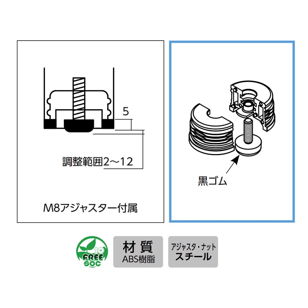 ロイヤル AA SYSTEM EXCEL LEG用 隠しアジャスター(横滑り抑制タイプ