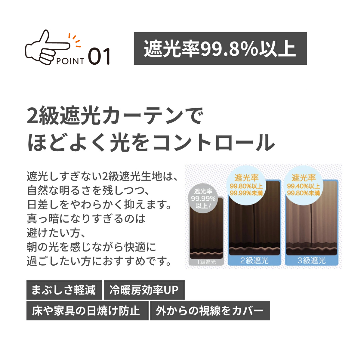 2級遮光ドレープカーテン 2級遮光カーテン 幅100×丈215cm 2枚組