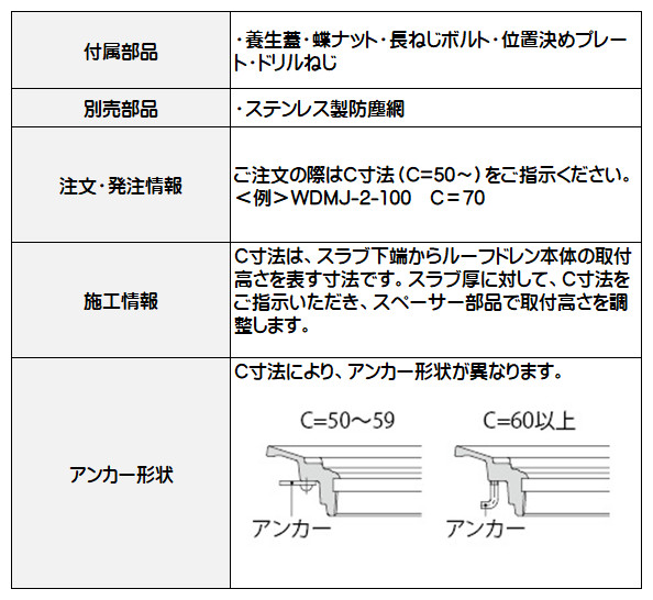 カネソウ 鋳鉄製ルーフドレン バルコニー中継 水はね防止型 防水層張掛け幅25mm たて引き用 デッキプレート打込型 ねじ込み式 WDMJ-2-75 呼称75mm_3