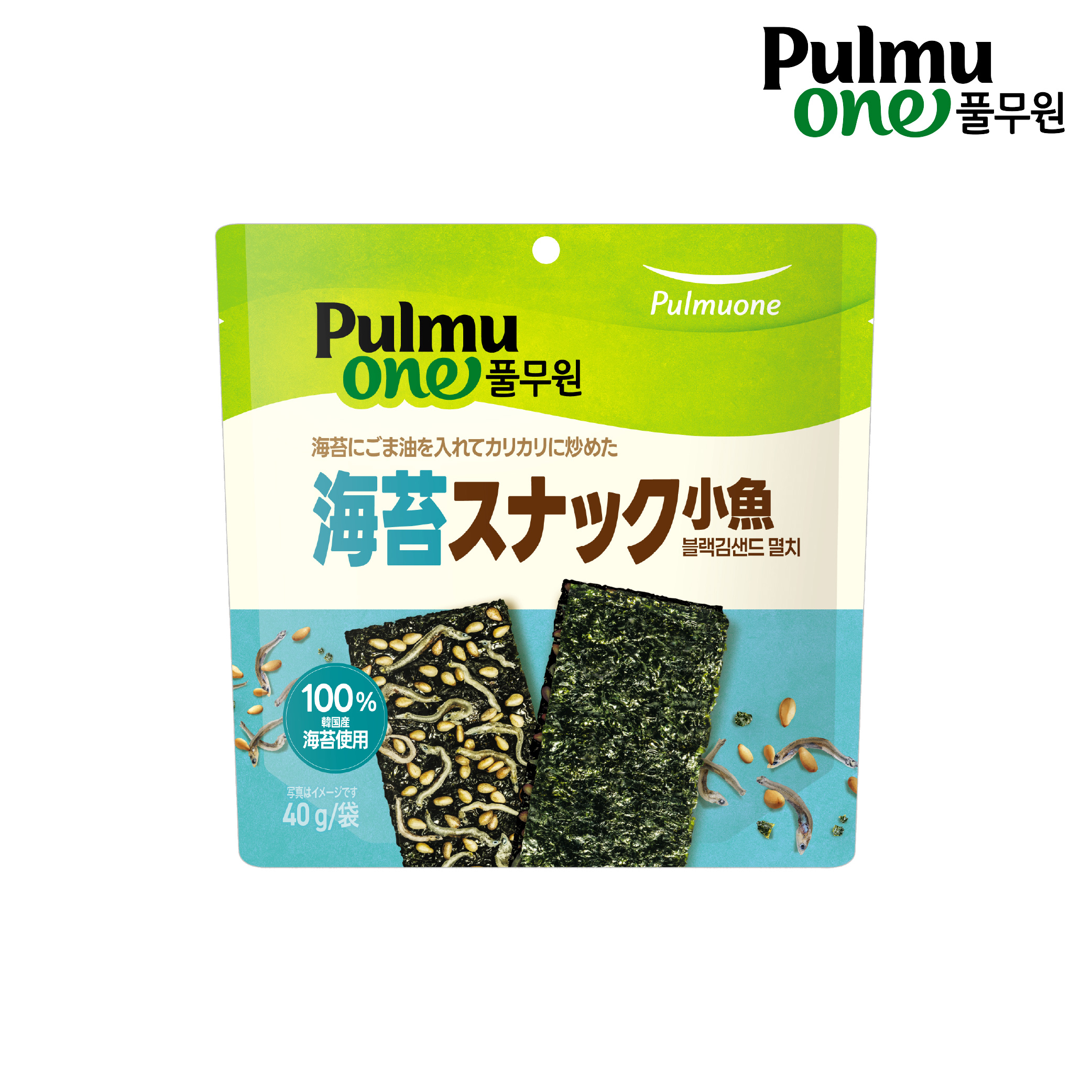 プルムウォン 海苔 スナック 小魚 40g / ブラックサンド 韓国のり お菓子 Pulmuone